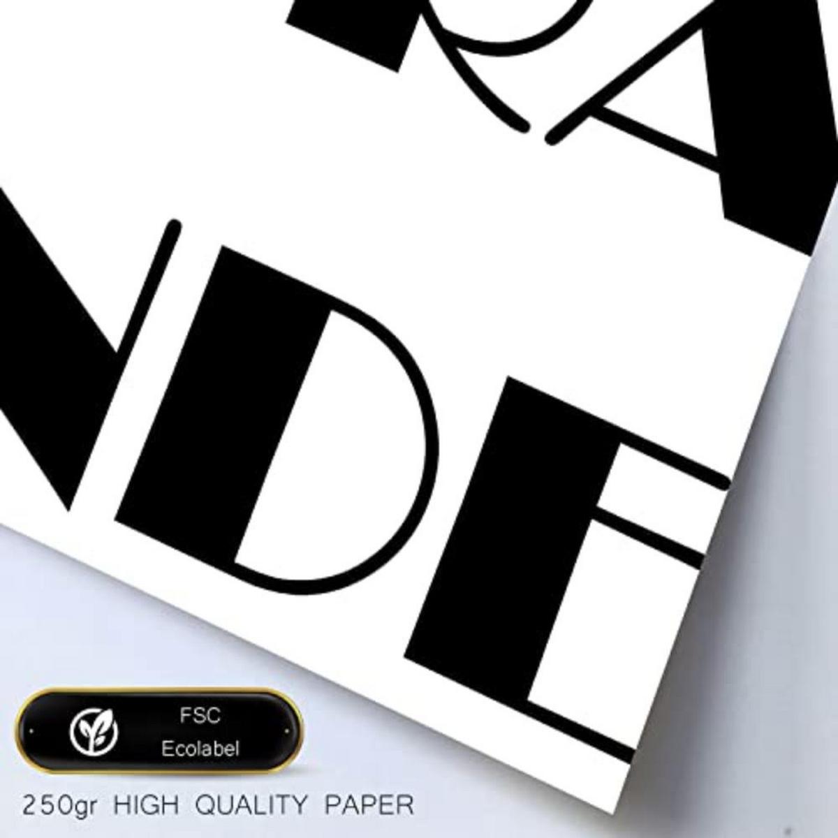 POSTER Set mit 4 Nachdenken TypografieStil A4 Weißer Rahmen - Weiß, Papier (29.7/3cm) - Nacnic