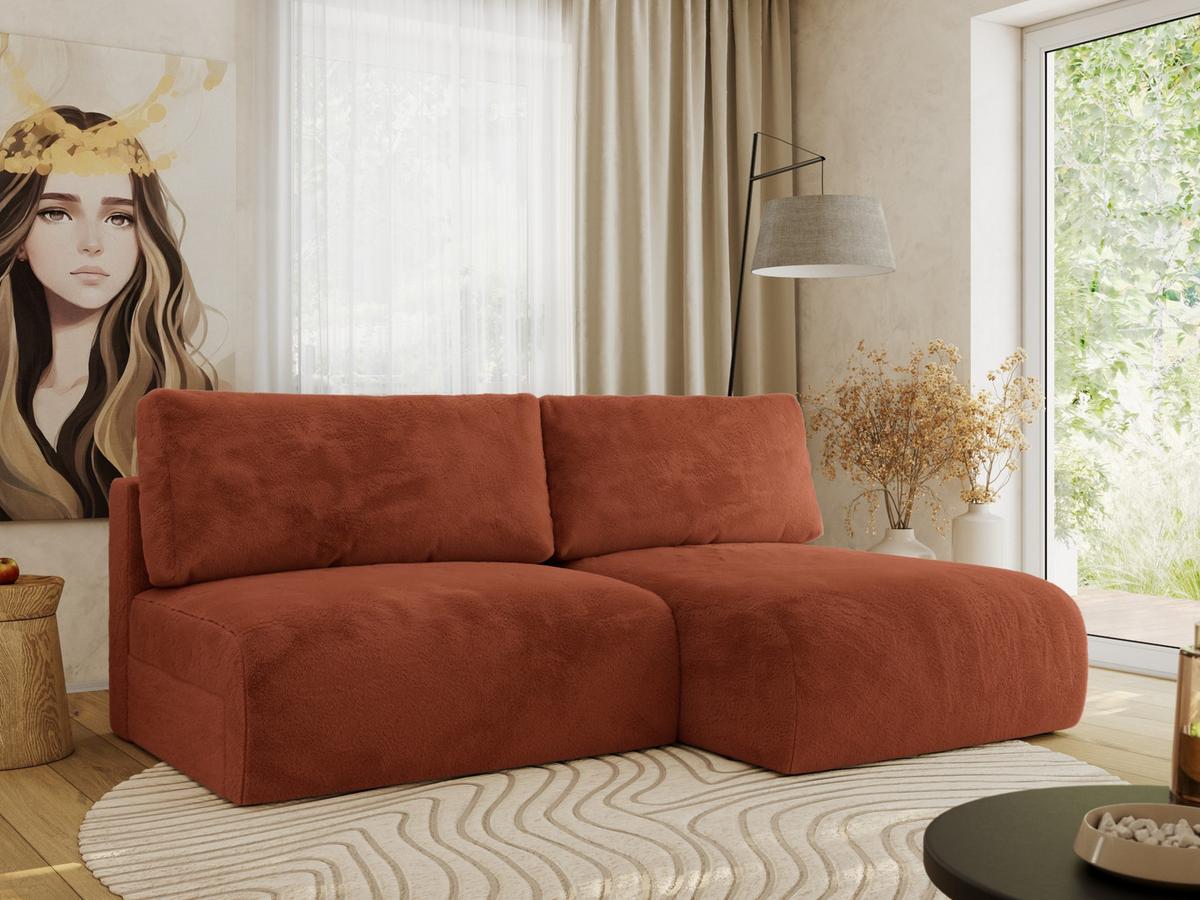 ECKSCHLAFSOFA VIVO L Orange Plüsch - rechts - Schwarz/Orange, Kunststoff/Textil (150/223cm) - MKS
