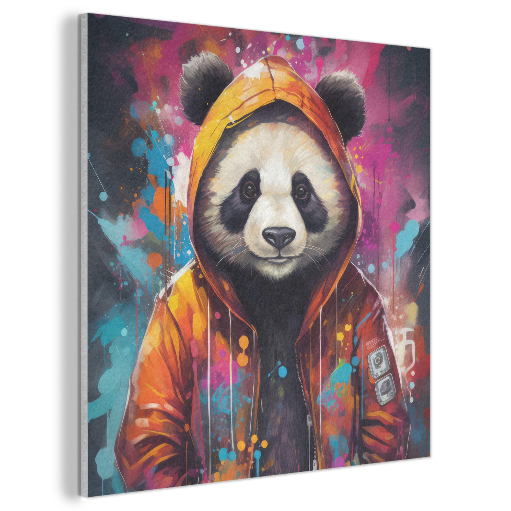 AKUSTIKBILD Panda - Jacke - Graffiti - Orange Akustikpaneele 80x80 cm - Orange, Kunststoff (80/80/0.9cm) - MuchoWow