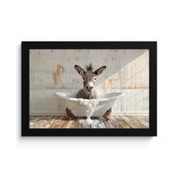 POSTER MIT RAHMENGERAHMTES BILD Esel - Tiere - Badewanne - Schaumstoff 30x20 cm - Weiß, Papier (30/20cm) - MuchoWow