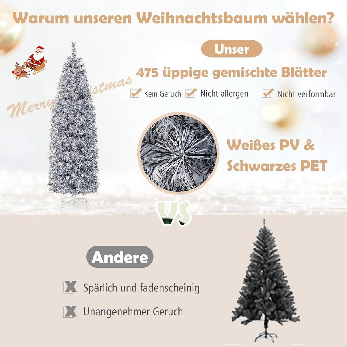 TANNENBAUM 180cm Weiß - Weiß, Kunststoff (180cm) - COSTWAY