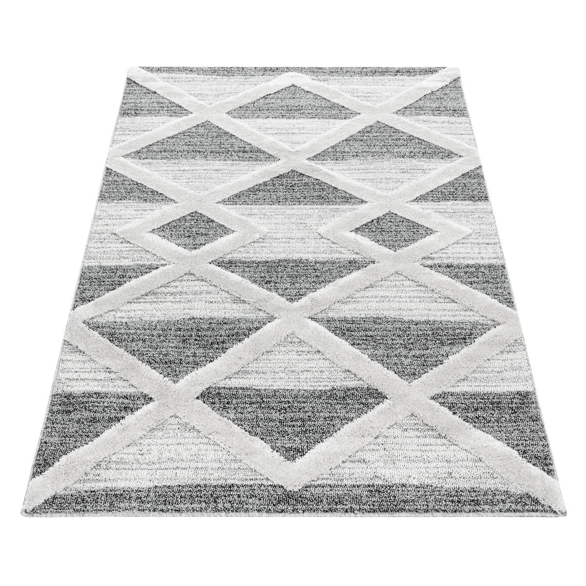 HOCHFLORTEPPICH EISACK, geometrisch, Florhöhe 20 mm, Grau, 140 x 200 cm - Grau, Textil (200/140cm) - KADIMA DESIGN
