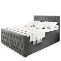 BOXBETT FONDI 160x200 cm mit Matratze und Topper - Grau - Grau, Holz (160/200cm) - MASSENO