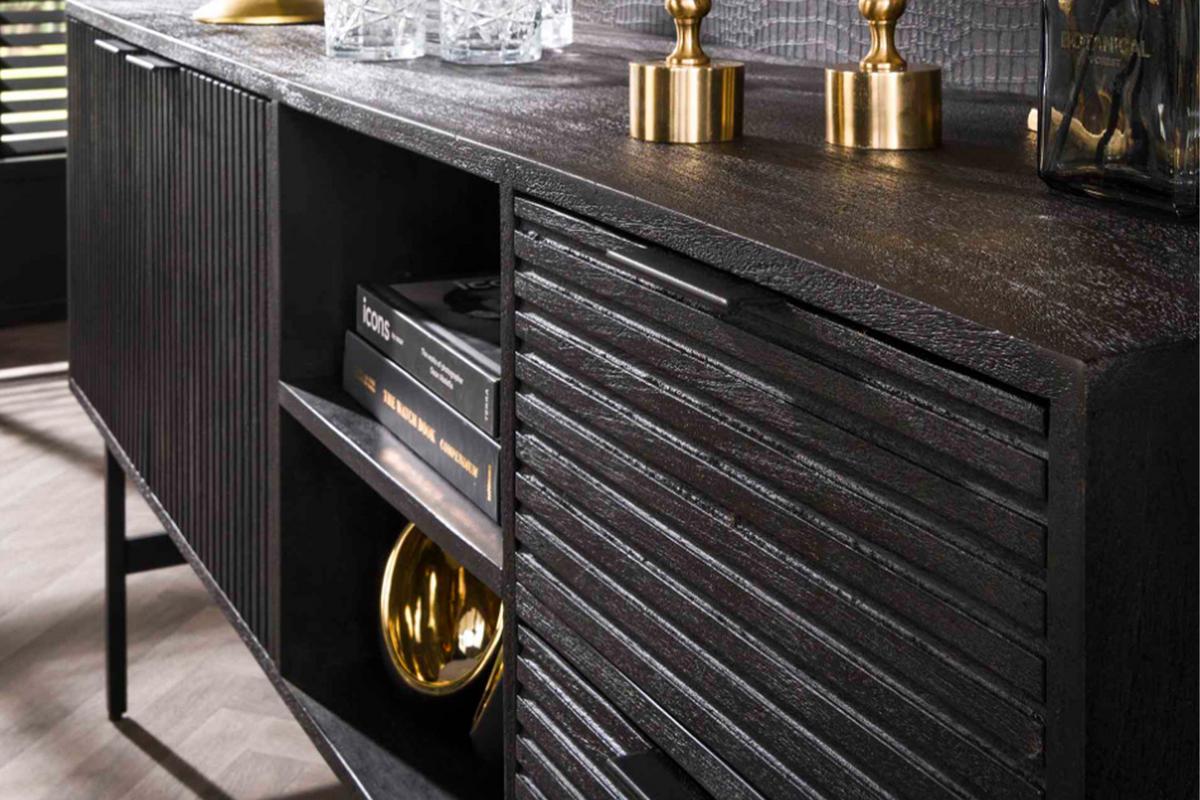 SIDEBOARD LORCA Schwarz Holz - Schwarz, Holz/Metall (170/81/40cm) - KAWOLA