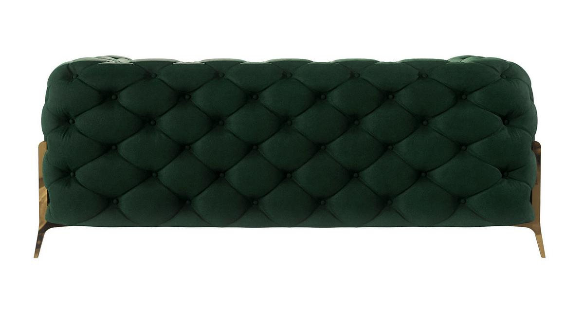 CHESTERFIELD-SOFA 2-Sitzer Lexi Flasche Grün Samt - Smaragdgrün/Goldfarben, Holz/Textil (185/75/100cm) - S-Style Möbel