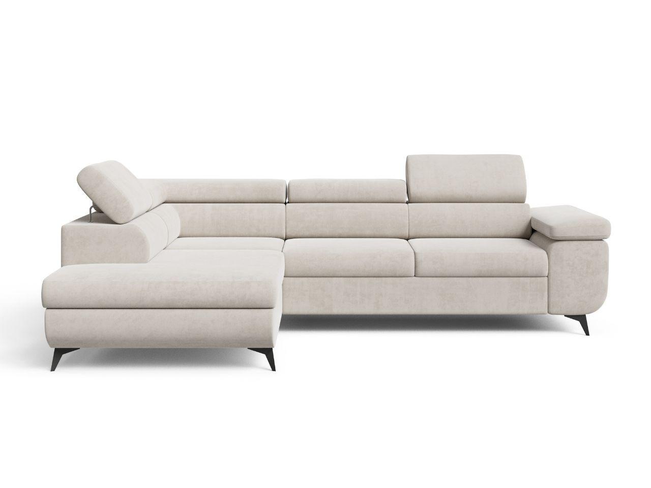ECKSOFA Argon Beige Links - Beige/Schwarz, Holz/Textil (255/190cm) - Graingold