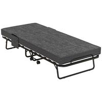 KLAPPBETT Gästebett mit Rollen, 10 cm Matratze, Abdeckung, Seitentasche, Grau - Dunkelgrau, Kunststoff - HOMCOM