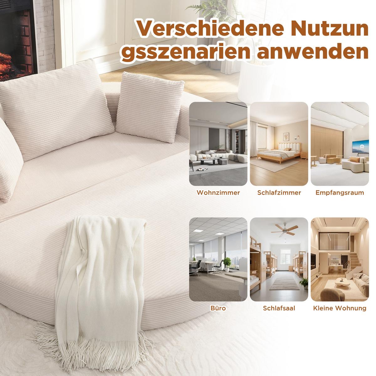SOFABETT Klappbares Gästebett & Modulares Sofa aus weichem Cord-Stoff - Beige, Textil (173/40/176cm) - Urban Meuble