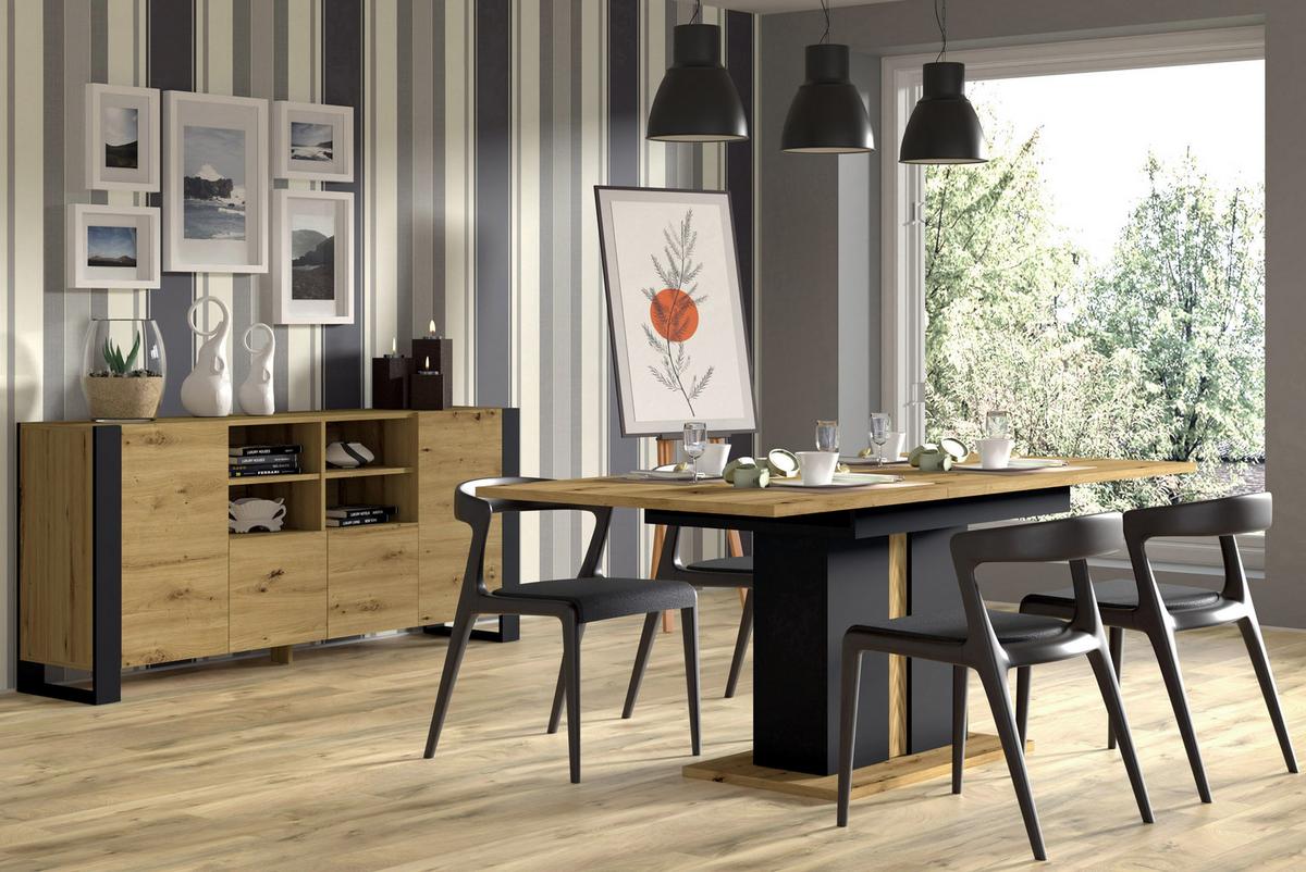 KOMMODE Artisan, Schwarz 188/84/40 - Schwarz, Holzwerkstoff (188/84/40cm) - RAUMHIRSCH FURNITURE
