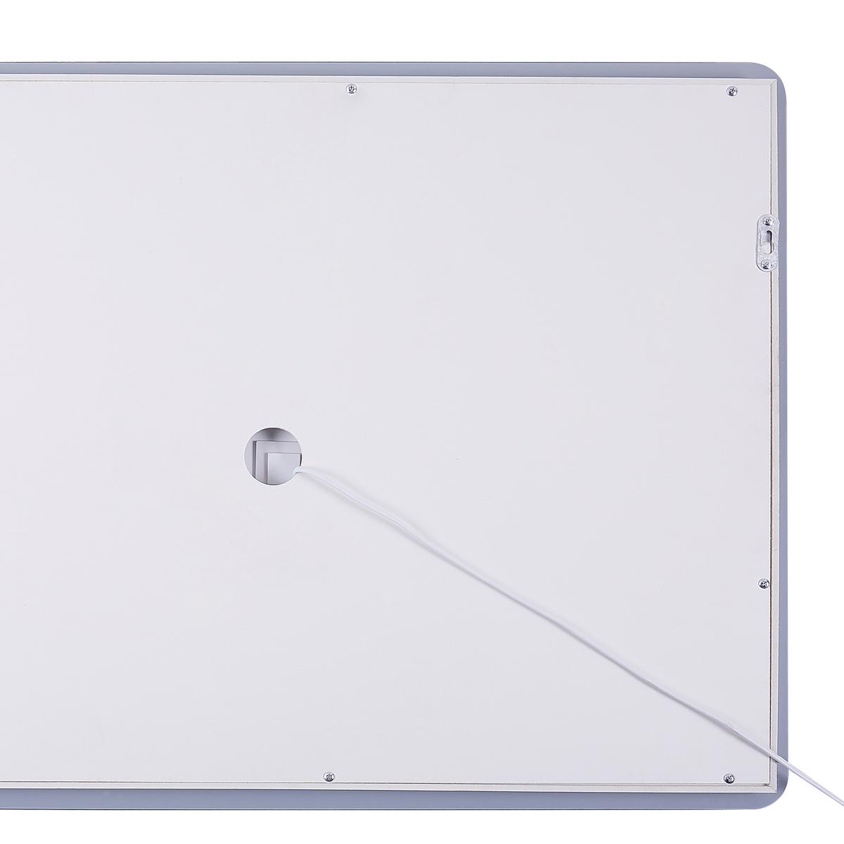 BADSPIEGEL mit LED-Beleuchtung rechteckig 80/60 cm Wassy - Silberfarben, Glas (80/60/3cm) - Beliani
