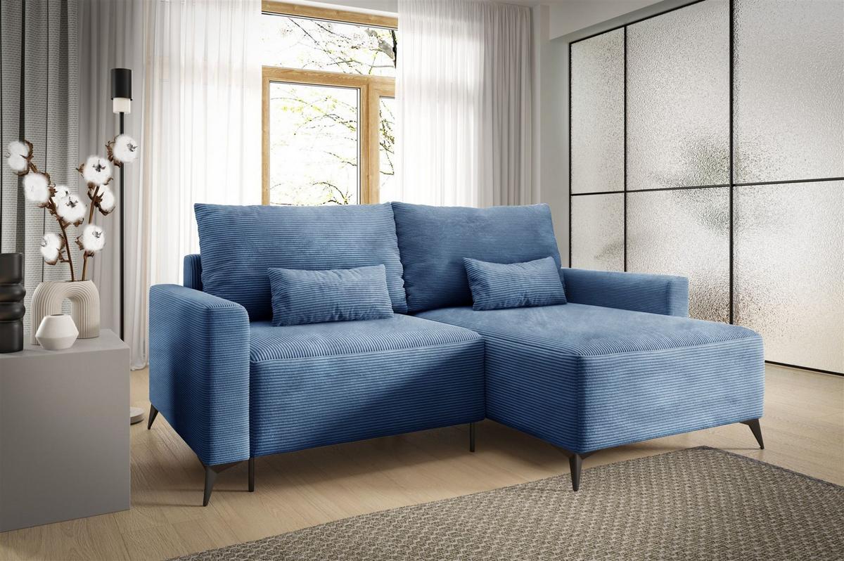 ECKSOFA Silves Mit Schlaffunktion - Blau, Holzwerkstoff/Textil (239/148cm) - Fun Möbel