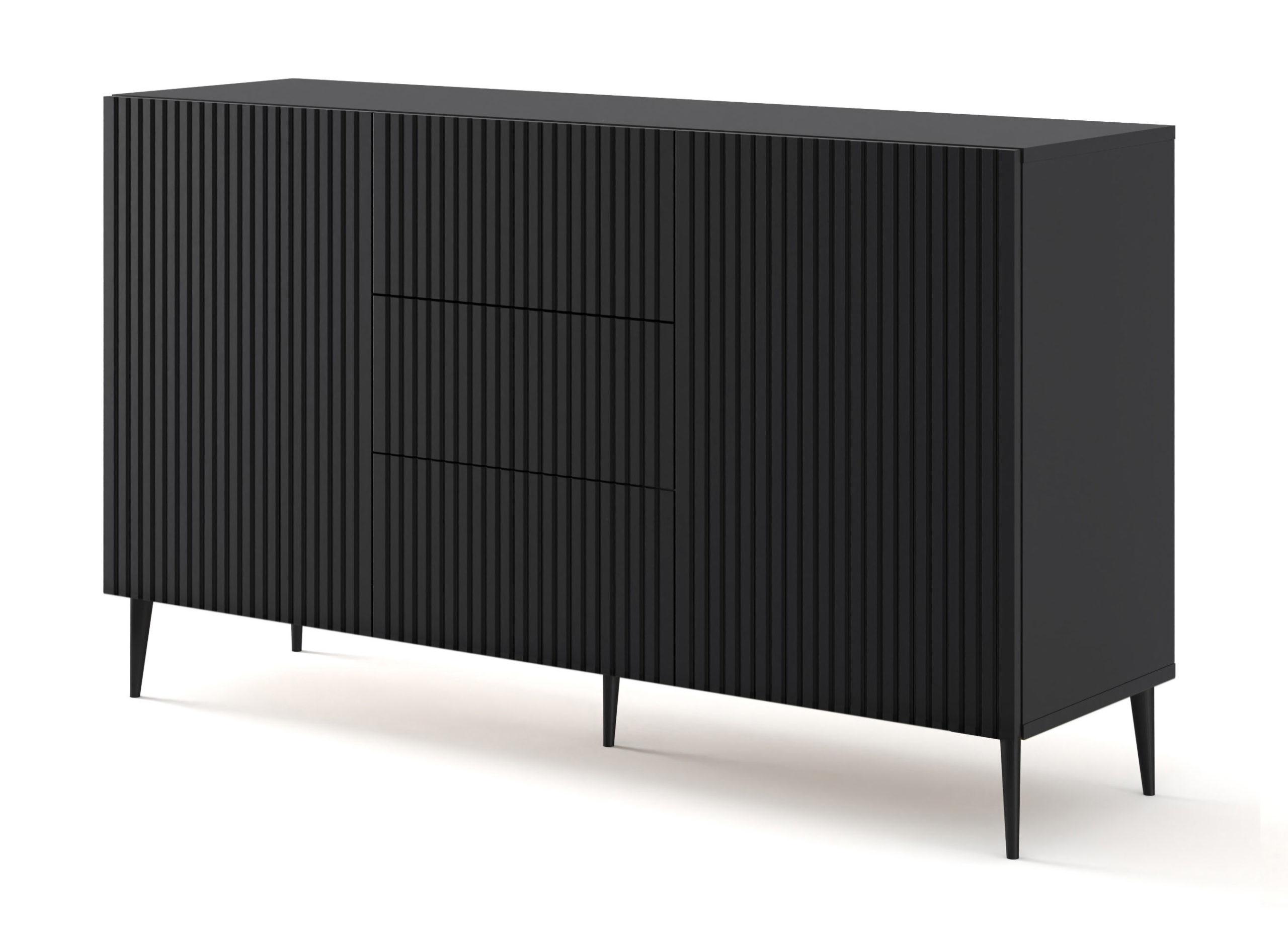 KOMMODE Schwarz, Schwarz, Schwarz 150/87/42 - Schwarz, Holzwerkstoff (150/87/42cm) - RAUMHIRSCH FURNITURE