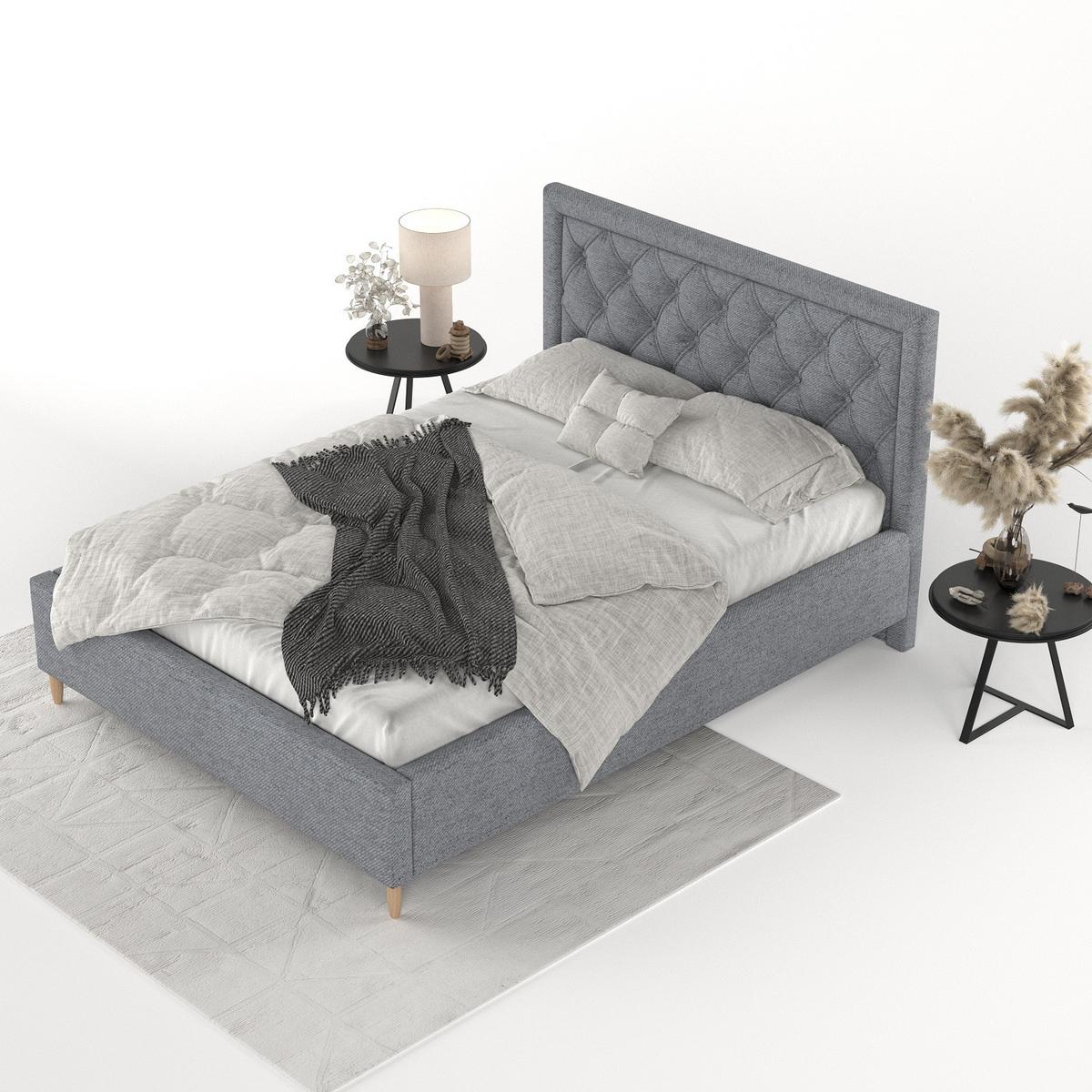 POLSTERBETT Lido 140/200 cm Grau im Neve Stoff - Naturfarben/Grau, Holz/Holzwerkstoff (140/200cm) - AltaBeds