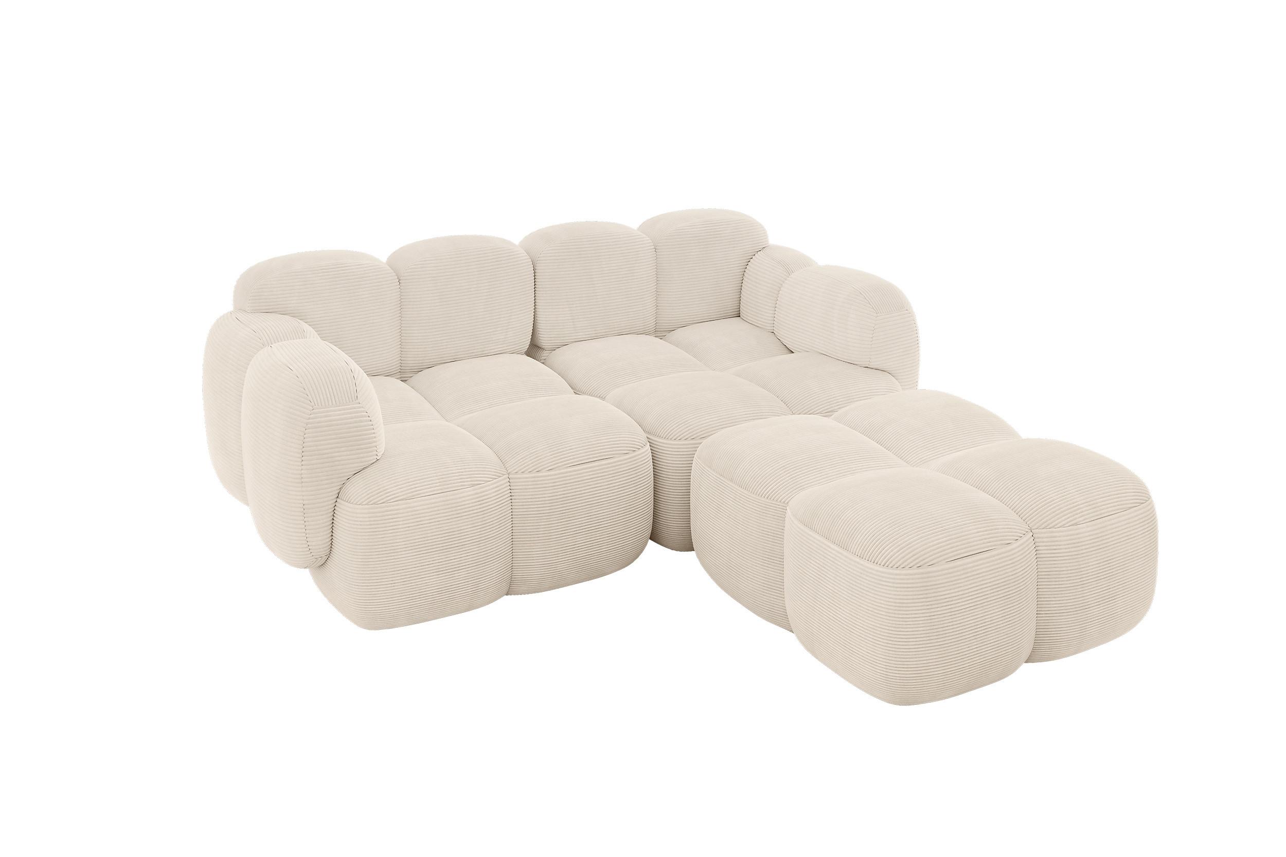 ECKSOFA modulares Sofa Rechts Miko-L1 214x205x75 Beige Cord - Beige/Schwarz, Holzwerkstoff/Kunststoff (214/205cm) - ALTDECOR