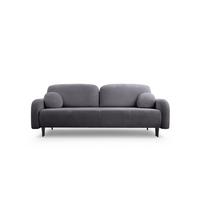 BETTSOFA VIVO Grau Geflochtener Stoff mit Schlaffunktion - Grau, Holz (230/95/102cm) - MASSENO