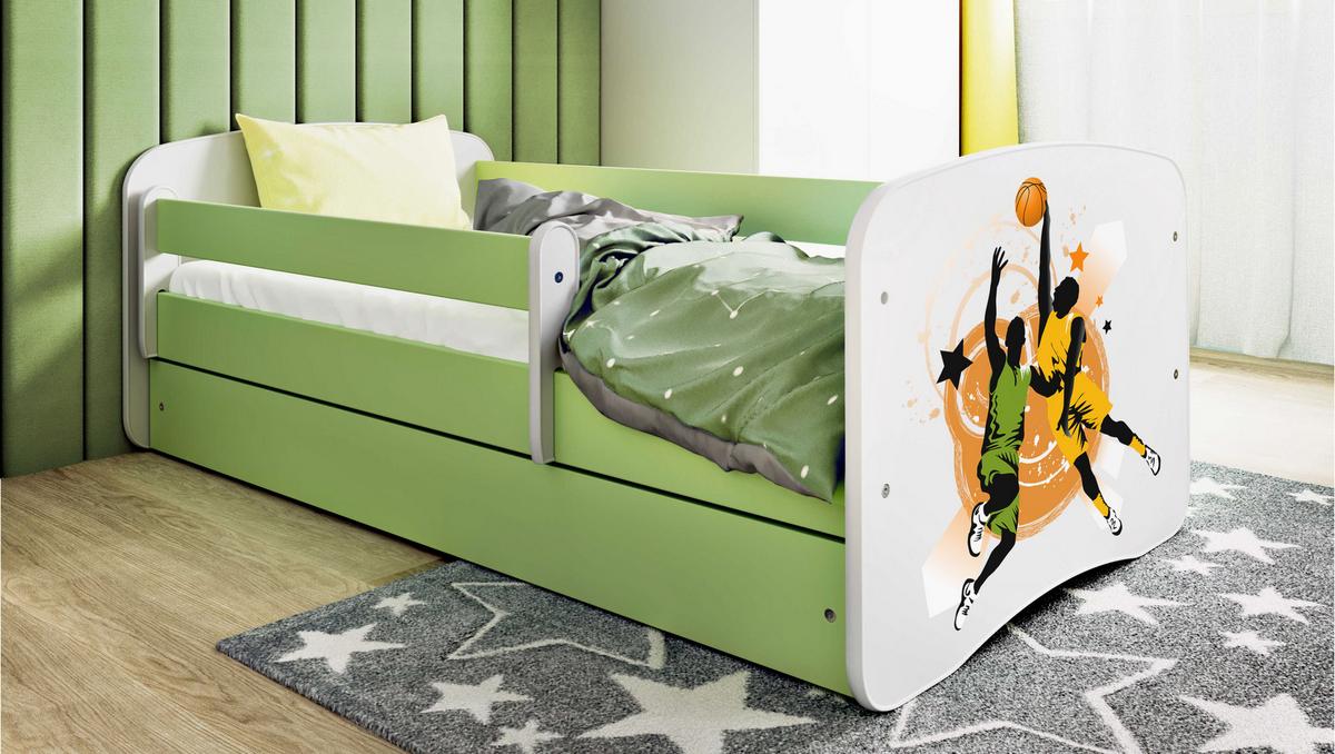KINDERBETT Basketball mit Schublade 160/80 90/61/164 - Grün, Holzwerkstoff (80/160cm) - RAUMHIRSCH FURNITURE