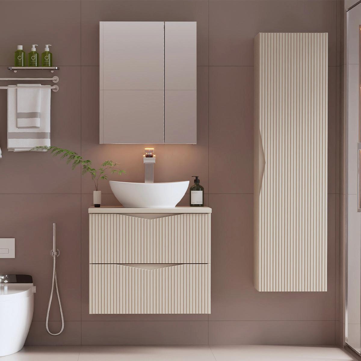 WASCHTISCHUNTERSCHRANK 60.6cm Tao Kaschmir - Beige, Holzwerkstoff (60.6/52.2/46.5cm) - Petits-meubles