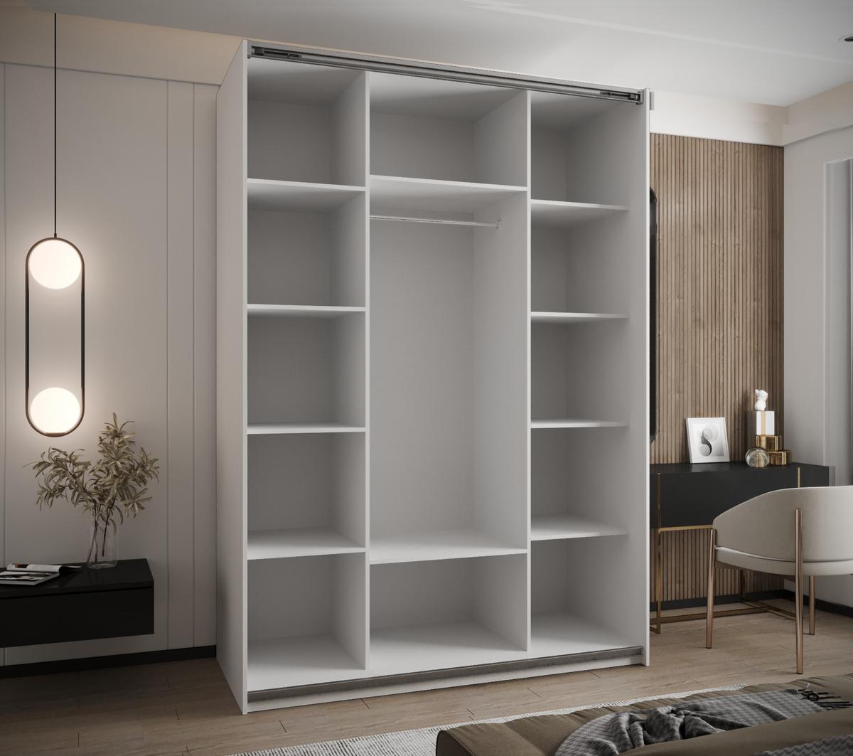 SCHWEBETÜRENSCHRANK 245,5/160/64 2-türig - Silberfarben/Schwarz, Holz/Metall (160/245/64cm) - Abiks Möbel