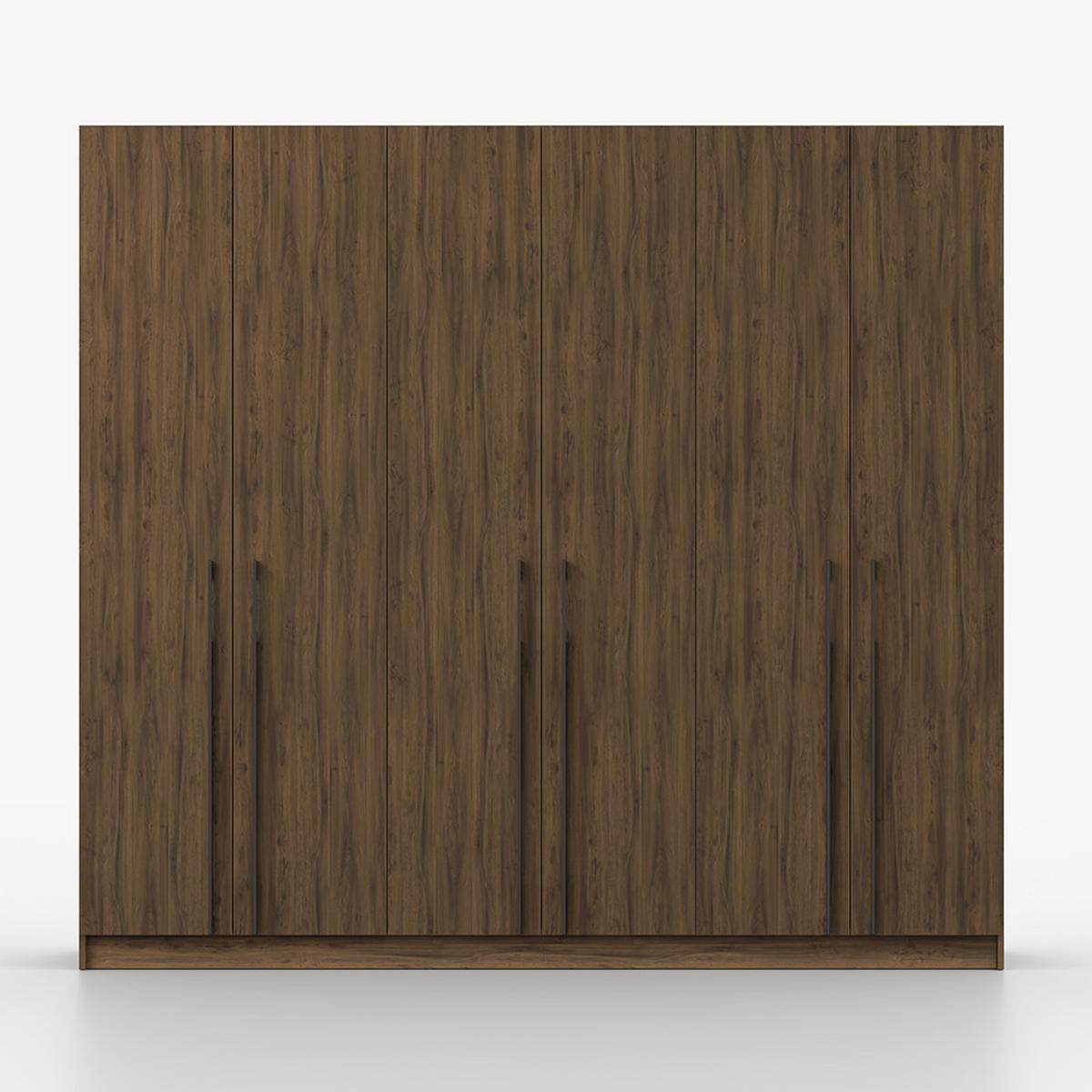 DREHTÜRENSCHRANK ROSA II 6D 230/210/55 cm 6-türig Nussbaum - Nussbaumfarben/Schwarz, Holz/Holzwerkstoff (230/210/55cm) - imoebel24