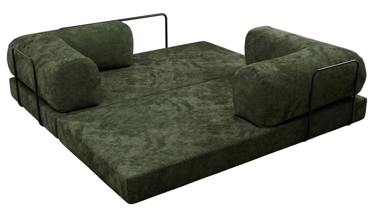 3-SITZER SOFA ORSETTO - Dunkelgrün Schenille glatt - Dunkelgrün/Schwarz, Textil/Metall (200/70/100cm) - MKS