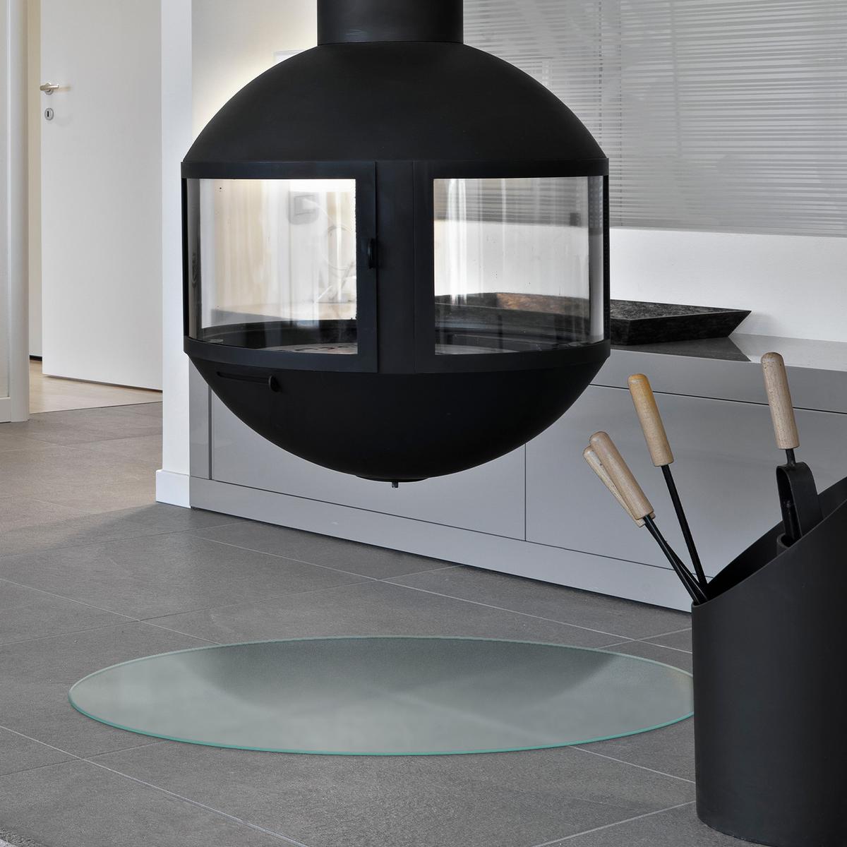 GLASBODENPLATTE für Kaminofen Ø100 cm – Milchglas Optik - Transparent, Glas (100/100/0.4cm) - TULUP