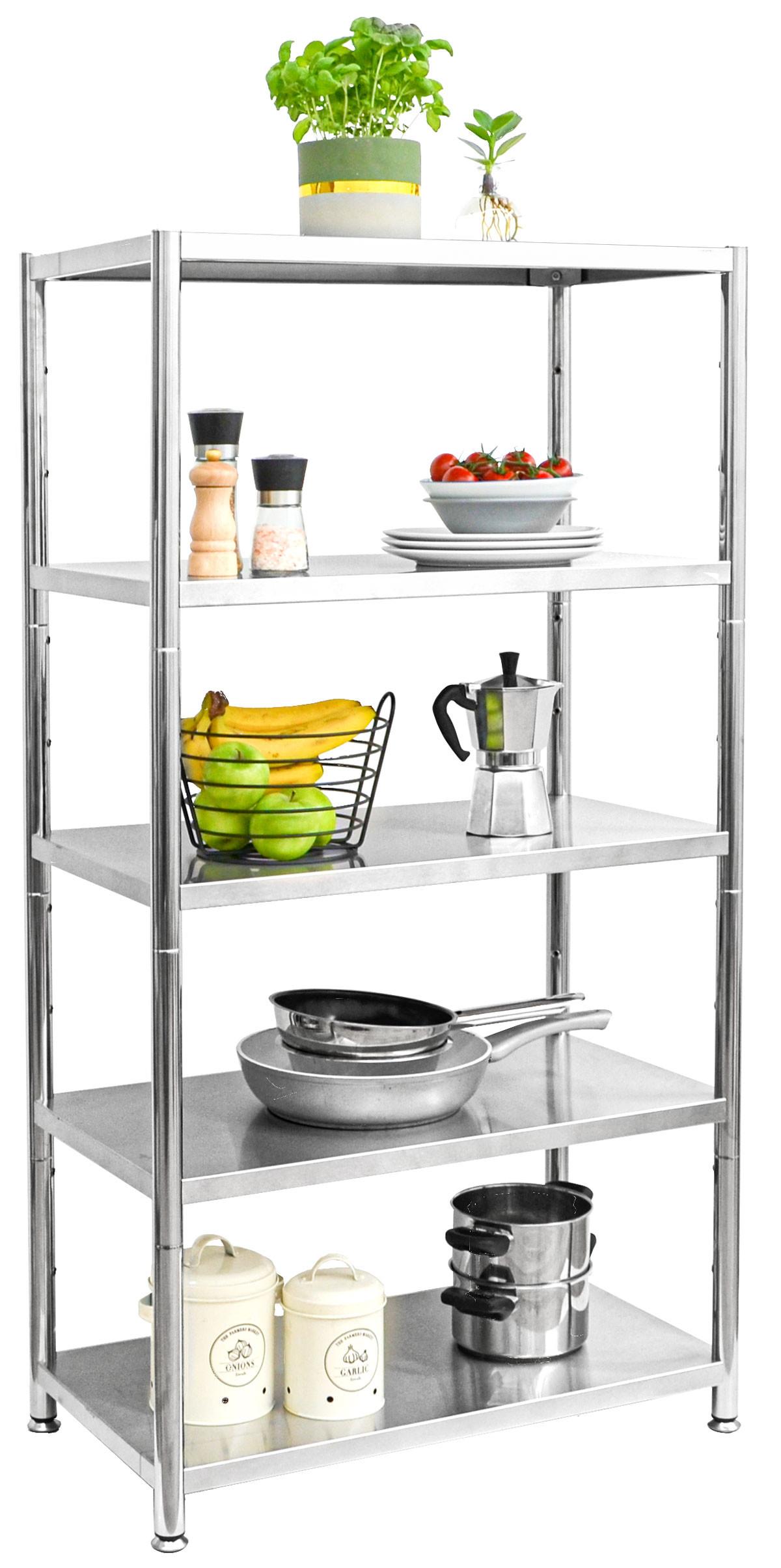 EDELSTAHL-REGAL 74x41x140 bis 200kg inkl. 5 Ebenen - Grau, Metall (41/140/74cm) - shelfr