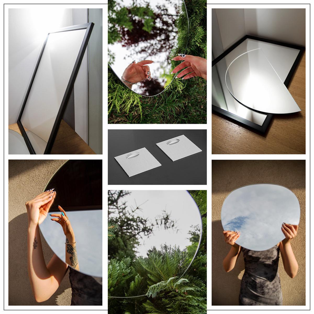 SPIEGEL Rund Ø 100 cm mit Aufdruck - Schwarz, Glas (100/100/0.4cm) - Wallfluent