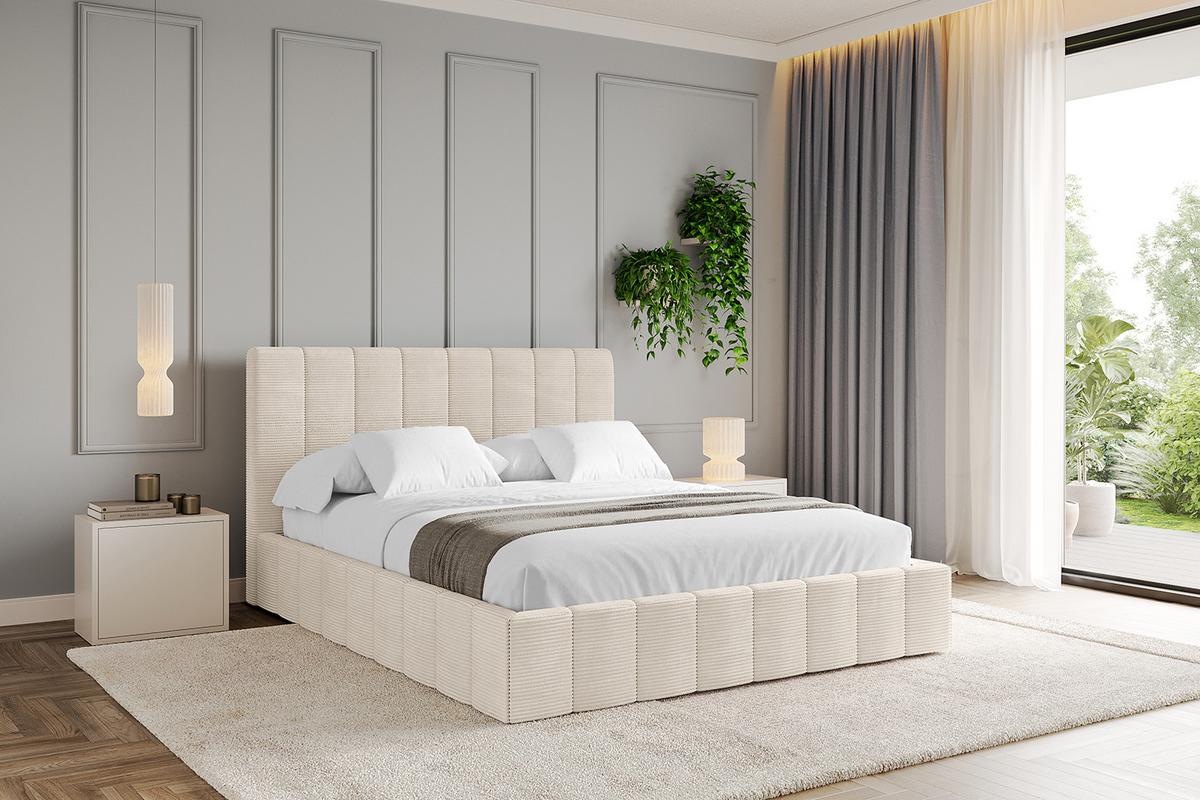 POLSTERBETT mit Bettkasten und Lattenrost, Boxbett ohne Matratze - FINO 180x200 Beige - Creme, Holzwerkstoff/Textil (180/200cm) - ALTDECOR