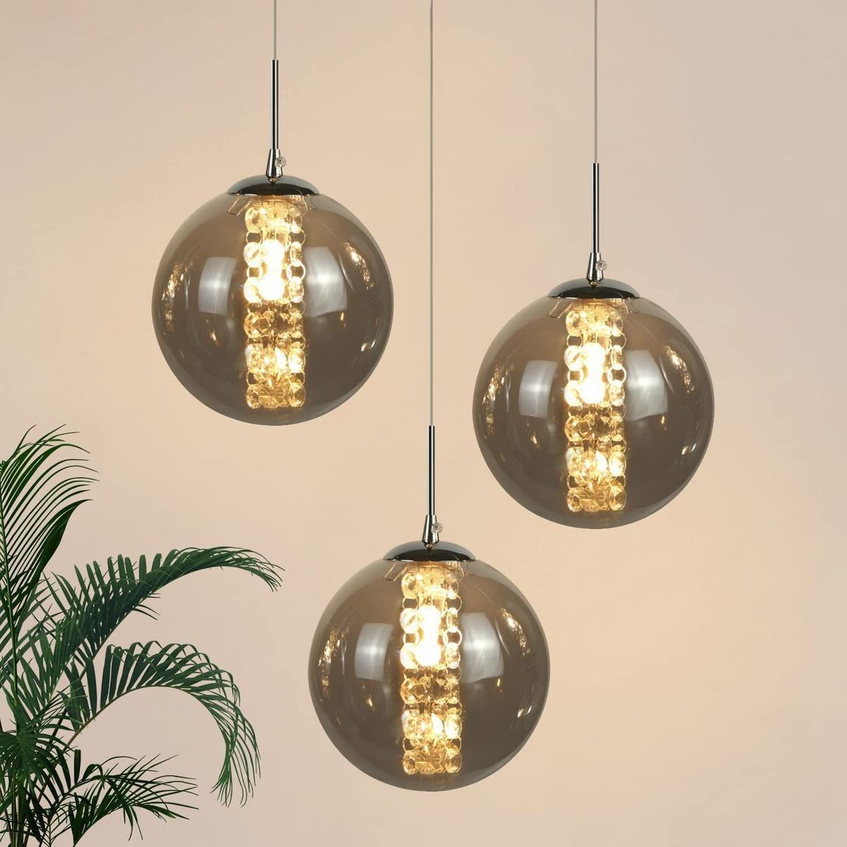 PENDELLEUCHTE Energie 3-flammig 30/30/150 cm - Grau, Glas (30/30/150cm) - Nettlife
