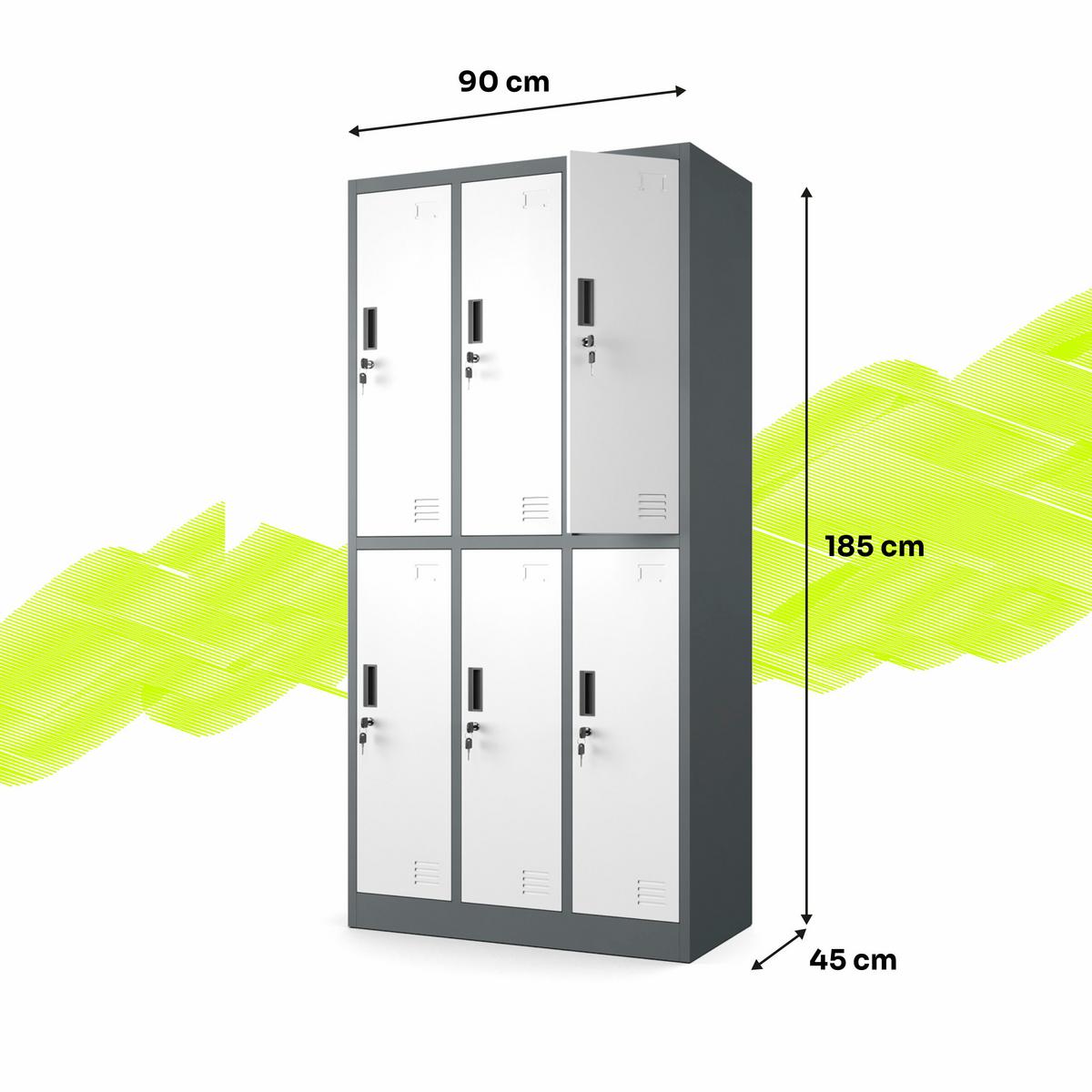 MEHRZWECKSCHRANK mit 6 Fächer Weiß Anthrazit Stahl 90x185x45cm - Anthrazit/Weiß, Metall (90/185/45cm) - Muralo