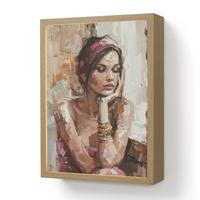 WANDLEUCHTE MIT AKKU Frau - Lackierung - Porträt - Modern 30x40 cm - Braun, Holzwerkstoff (30/40/8cm) - OnlyWow