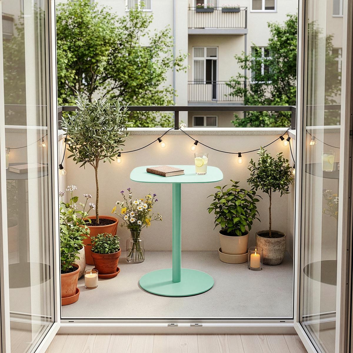 BEISTELLTISCH Nastätten - Mintgrün, Metall (40/40/50cm) - [en.casa]