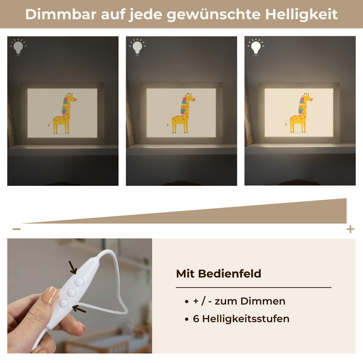 NACHTTISCHLAMPE Giraffe - Regenbogenmähne - Beige 20x15 cm - Beige, Holzwerkstoff (8/20/15cm) - OnlyWow