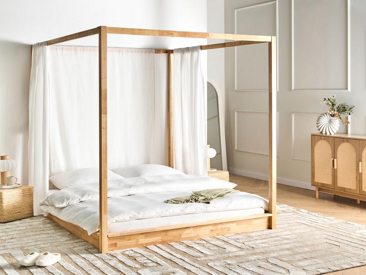 HIMMELBETT Holz 180/200 cm Hellbraun Herliere - Hellbraun, Holz (180/200cm) - Beliani