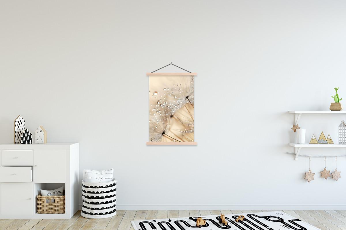 POSTER MIT MAGNETLEISTEN Löwenzahn - Abstrakt - Natur - Beige Wandbild Schlafzimmer 60x90 cm - Braun, Textil (60/90/0.15cm) - MuchoWow
