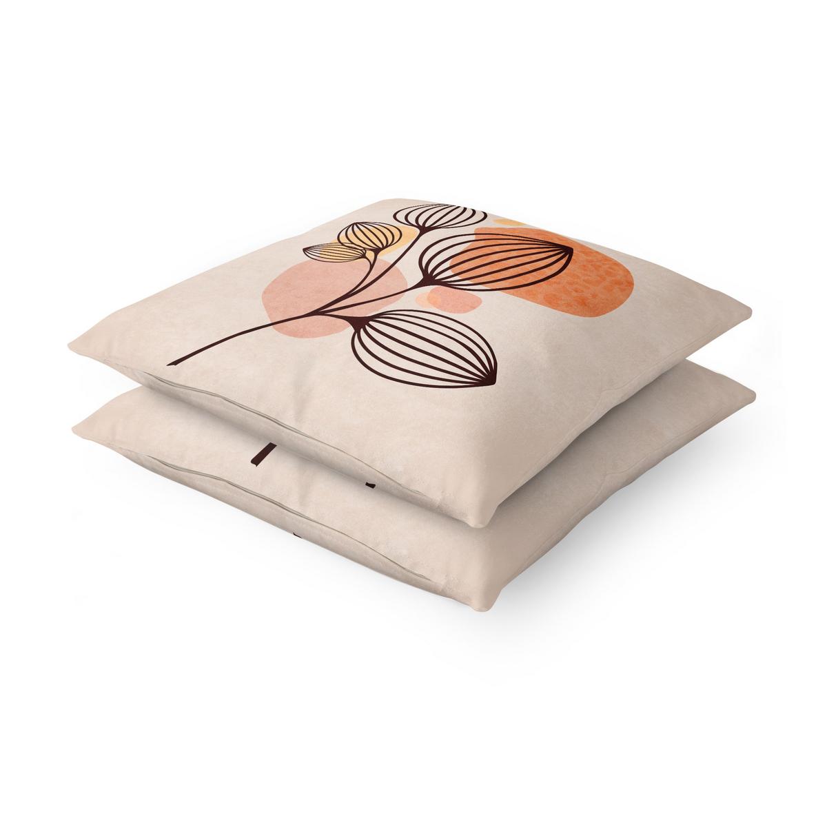 DEKOKISSEN 2er-Set Boho Blätter Duo II 40/40 cm - Orange, Textil (40/40cm) - Bilderwelten