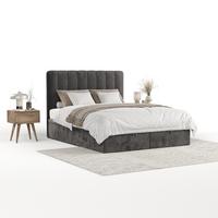 POLSTERBETT Vienna mit Stauraum 200/200 cm Stahl im Lotta Stoff - Graphitfarben/Schwarz, Holz/Holzwerkstoff (200/200cm) - AltaBeds