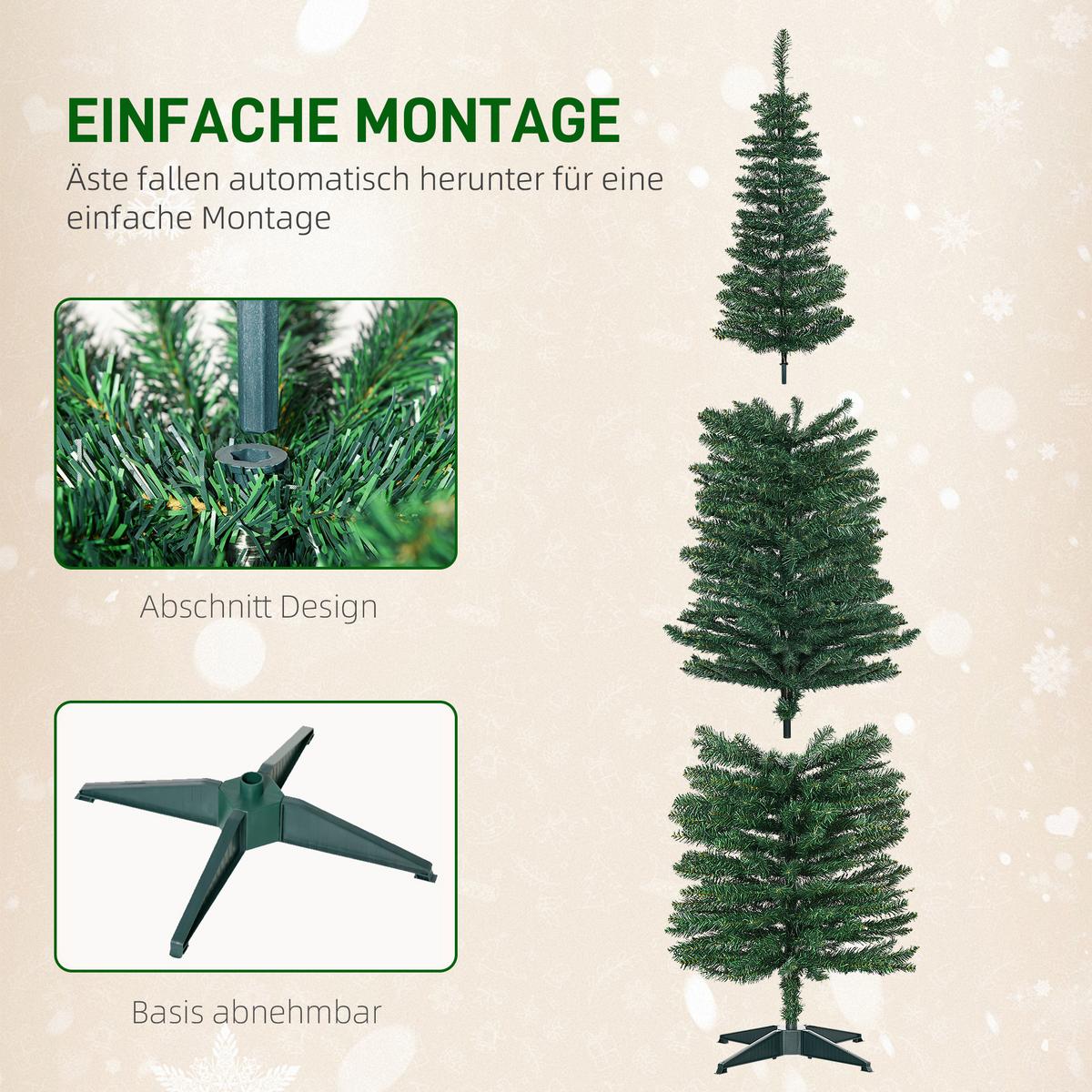 WEIHNACHTSBAUM 499 Spitzen Tannenbaum mit Kunststoffständer Grün - Grün, Kunststoff (210cm) - HOMCOM