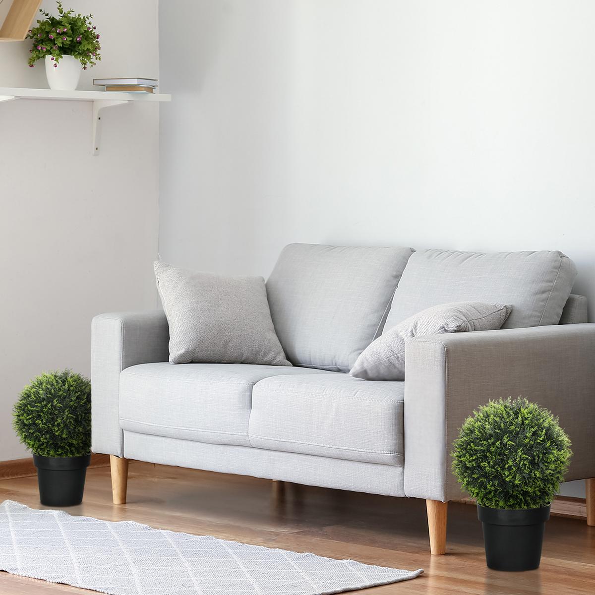 KÜNSTLICHER ZEDER 2er-Set, 45 cm Zimmerpflanze - Grün, Kunststoff (45cm) - HOMCOM