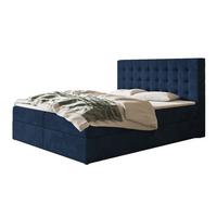 BOXBETT RIO mit 2 Bettkästen, 140x200, Farbe: Dunkelblau, Velourstoff, Doppelbett mit Bonell-Matratze - Dunkelblau, Holz/Kunststoff (140/200cm) - Alpi-Möbel