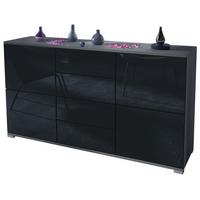 SIDEBOARD Rova Schwarz Hochglanz - Schwarz Hochglanz, Holzwerkstoff (138.5/75.5/35cm) - Vladon