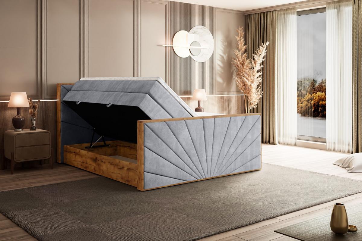 BOXSPRINGBETT mit Matratze H3|H4 und Lattenrost - LOLLI6-Z KING-120x200 - Grau Monolith - Grau, Holzwerkstoff (120/200cm) - ALTDECOR