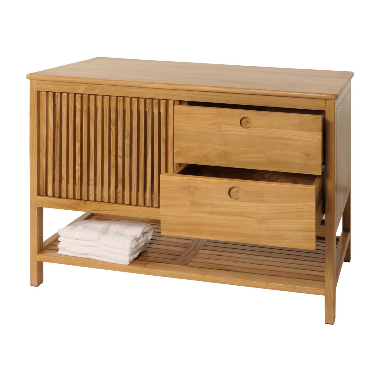 TEAK-WASCHBECKENUNTERSCHRANK Braun - Braun, Holz (106/81/55cm) - MCW