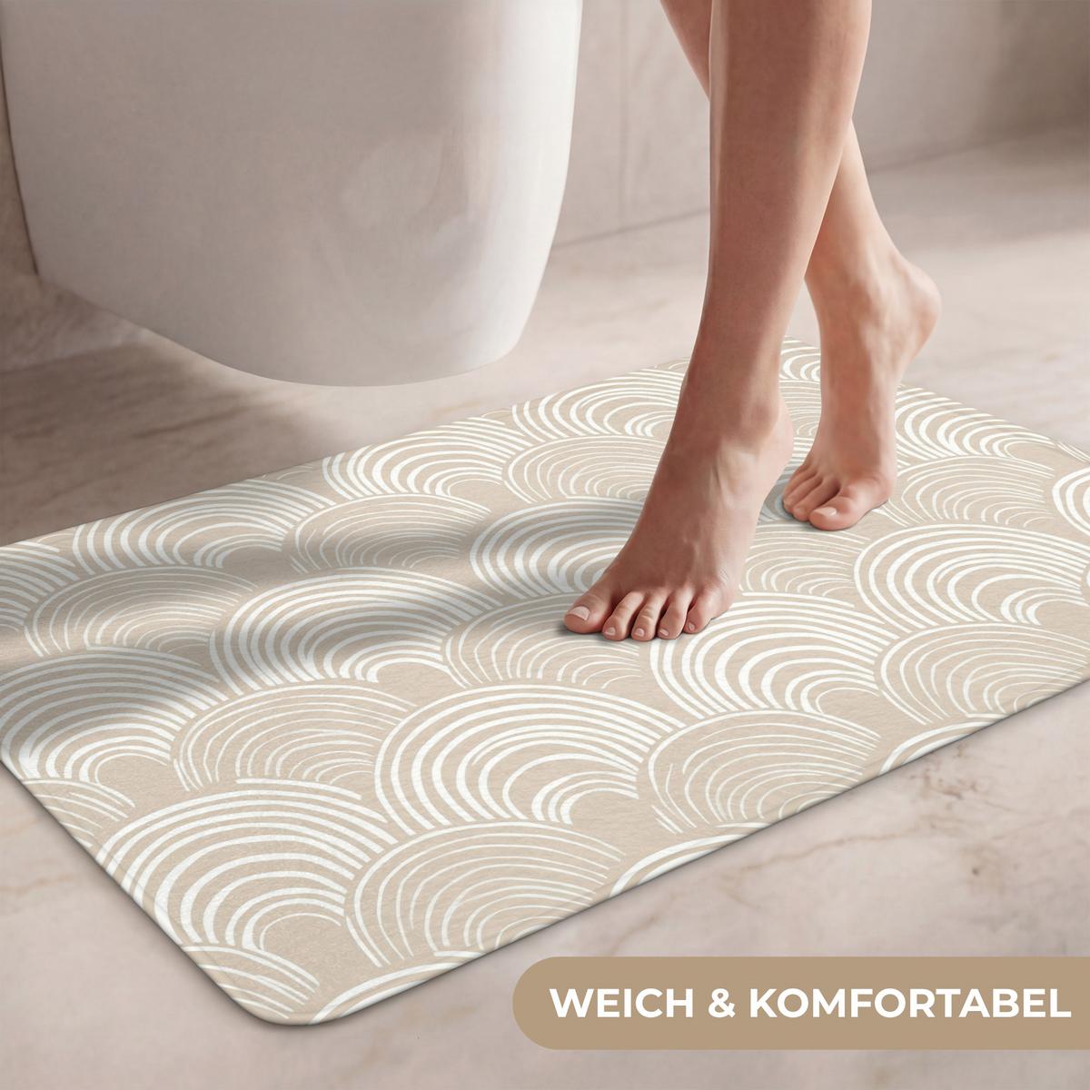 WC-VORLEGER Wellen - Textur - Beige Toilettenteppich 80x50 cm - Kaschmir, Textil (80/1cm) - OnlyWow