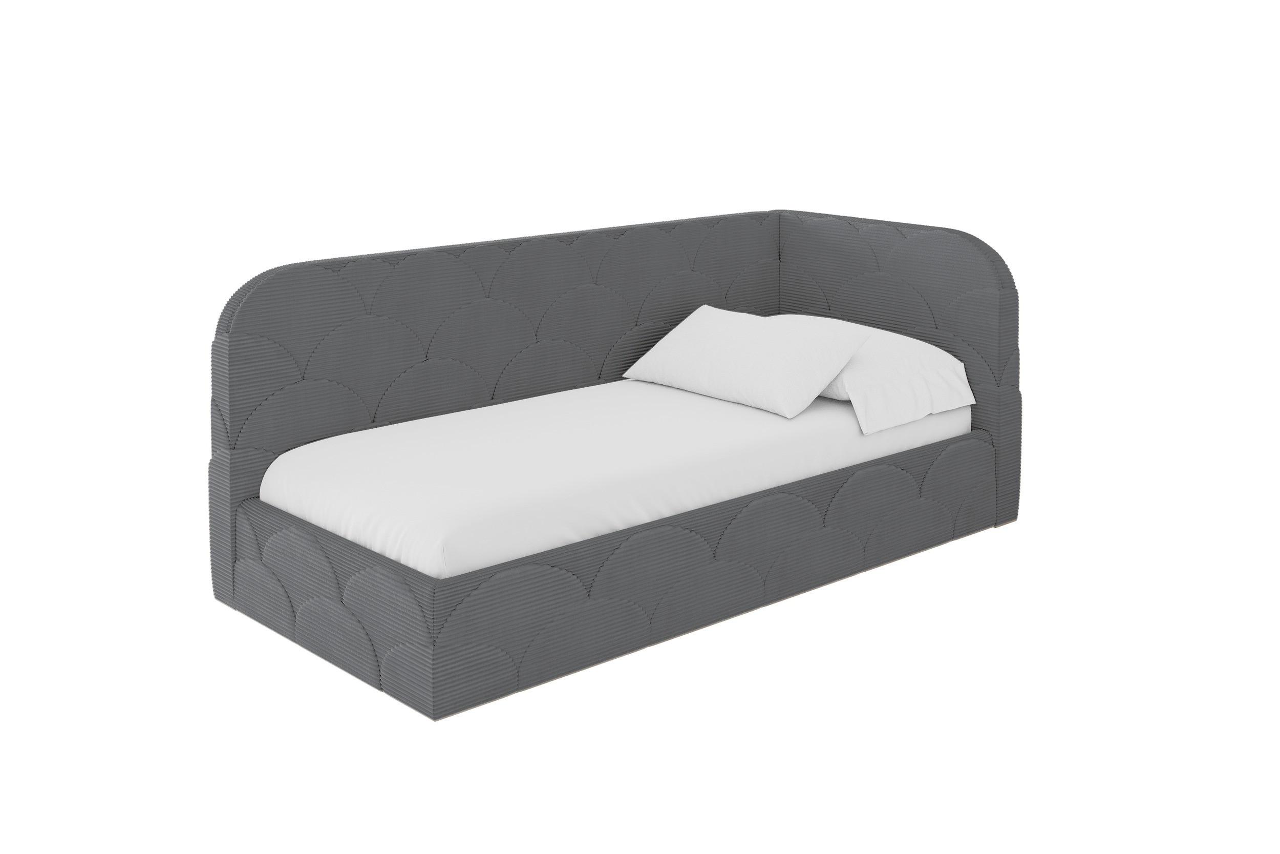 EINZELLBETT Jugendbett mit Bettkasten, Links - ELRY 100x200 Dunkelgrau - Graphitfarben, Holzwerkstoff/Textil (100/200cm) - ALTDECOR