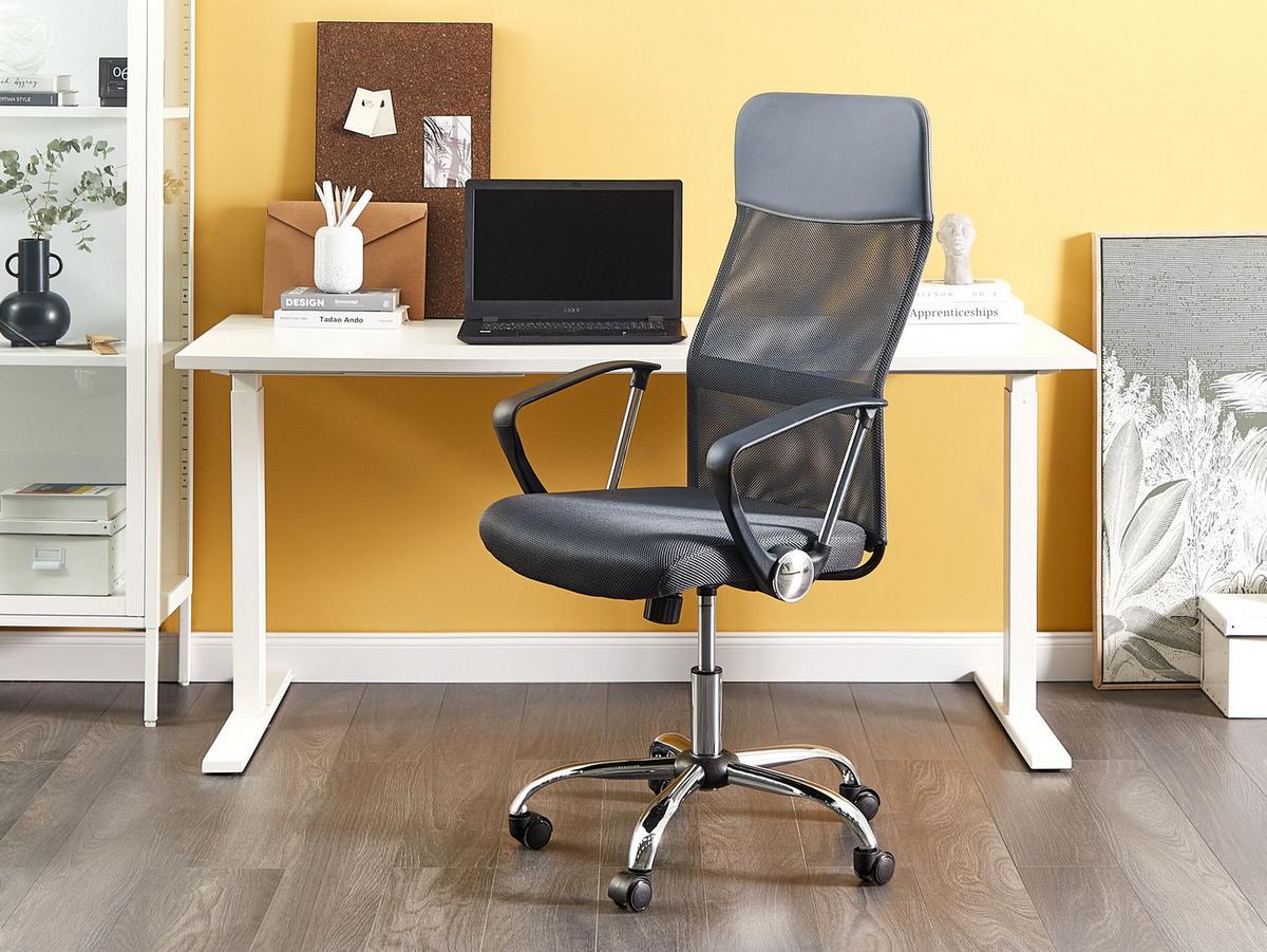 BÜROSTUHL Polyester Grau Design - Grau, Kunststoff/Textil (63/114/63cm) - Beliani
