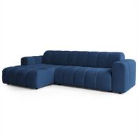 ECKSOFA SETIA Blau Strukturstoff mit Schlaffunktion - Blau, Holz (304/165cm) - MASSENO