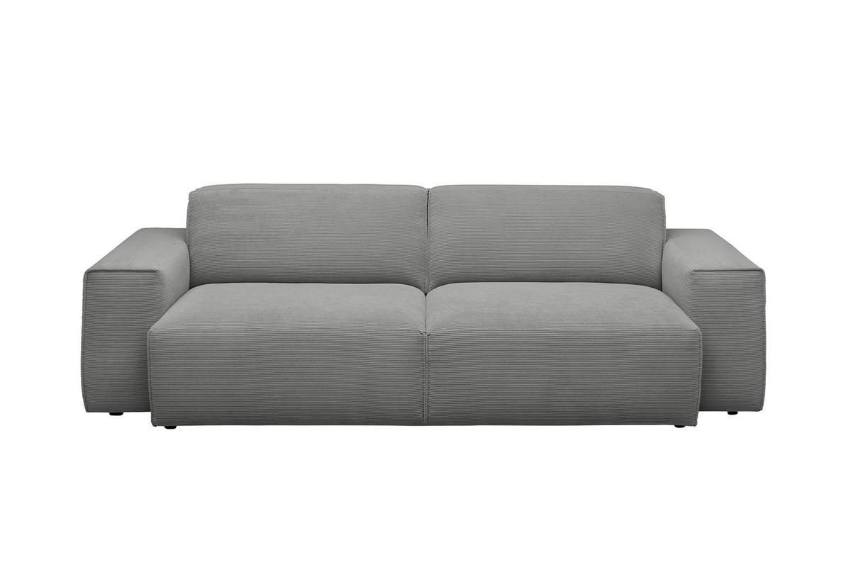 SOFA RANI Grau Cord - Schwarz/Grau, Kunststoff/Textil (256/71/101cm) - KAWOLA