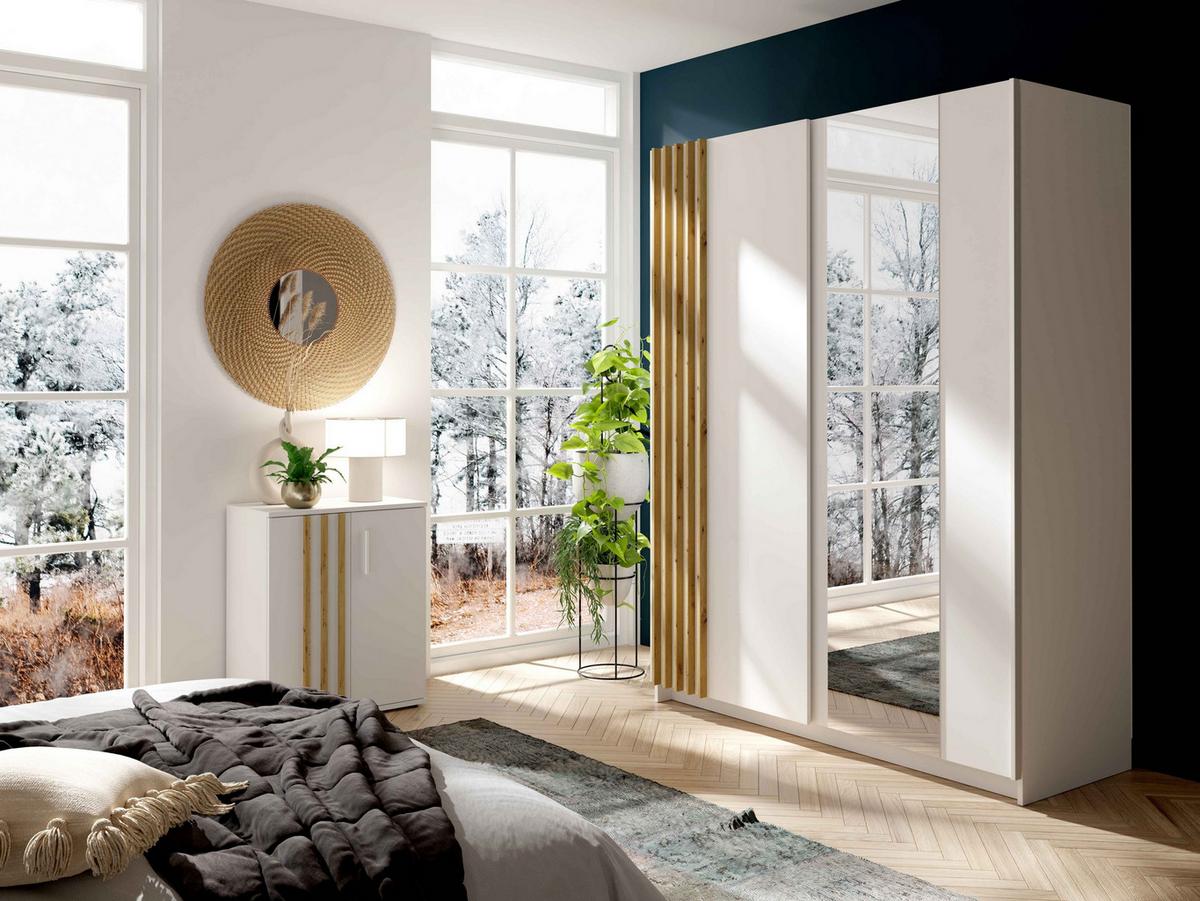 KOMMODE TECTONIC 60/72,7/35cm mit Schubladen 2 Türen Weiß - Weiß, Holzwerkstoff (60/72.7/35cm) - MASSENO