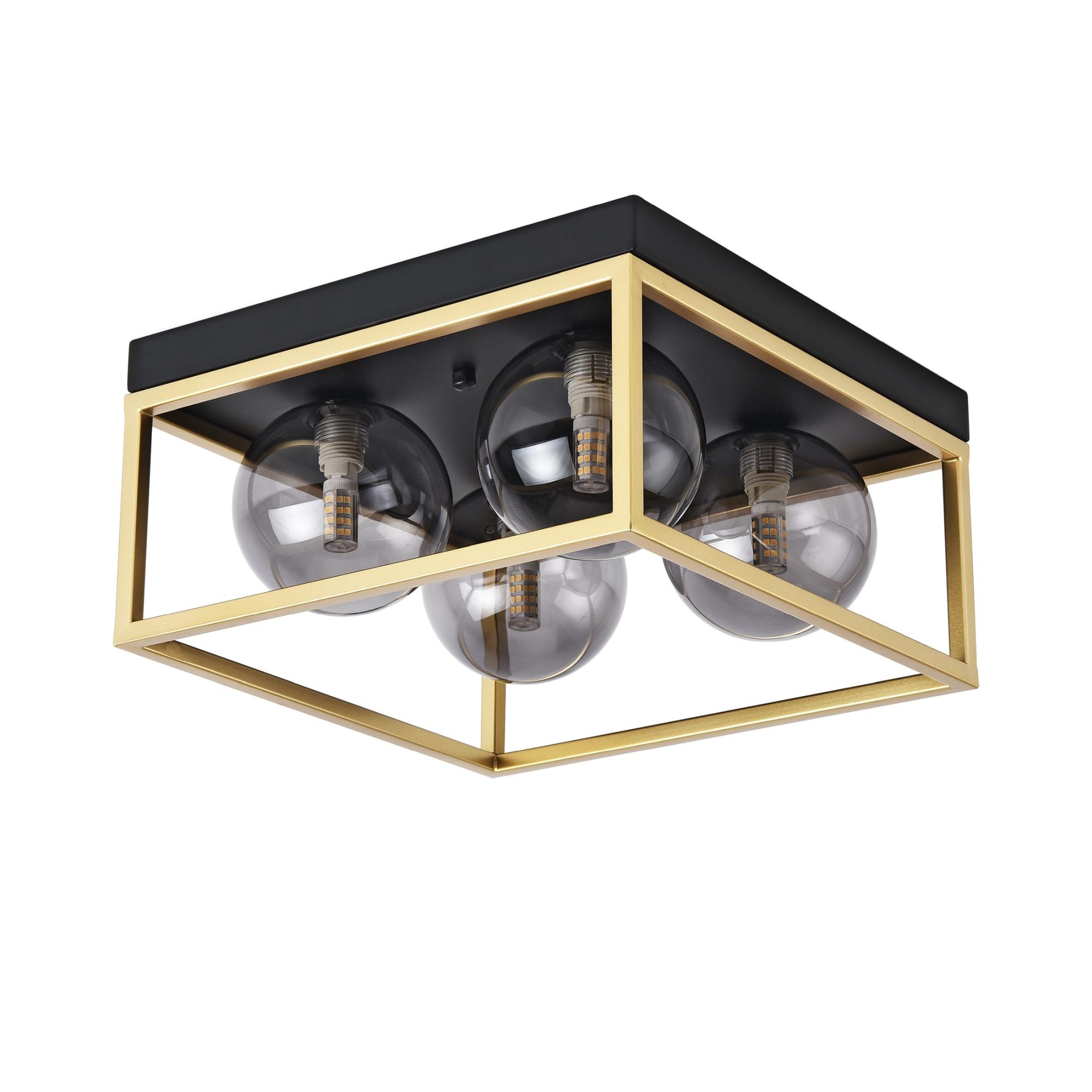 DECKENLEUCHTE Widnes - Goldfarben/Schwarz, Glas/Metall (28/28/14.5cm) - lux.pro